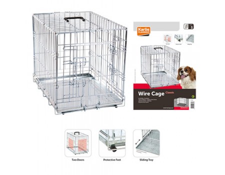Karlie-Flamingo Wire Cage КАРЛИ-ФЛАМИНГО клетка для собак, двухдверная, с ручкой и выдвижным поддоном , 63х43х49 см.