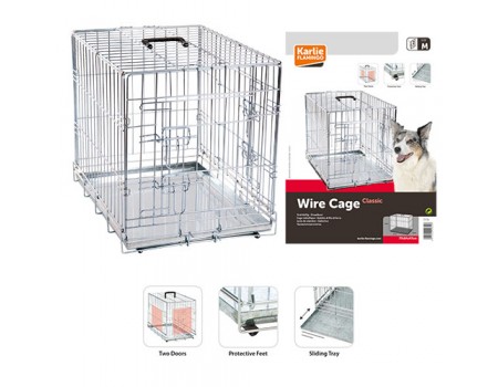 Karlie-Flamingo Wire Cage КАРЛИ-ФЛАМИНГО клетка для собак, двухдверная, с ручкой и выдвижным поддоном , 93х57х62 см.