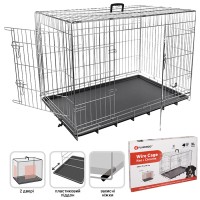 Flamingo  Wire Cage ФЛАМИНГО клетка для собак, двухдверная, с ручкой и выдвижным поддоном , 109х70х76 см .