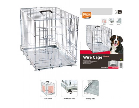 Karlie-Flamingo Wire Cage КАРЛИ-ФЛАМИНГО клетка для собак, двухдверная, с ручкой и выдвижным поддоном , 109х70х76 см .