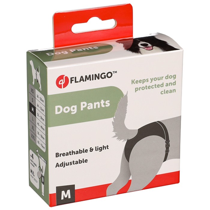 Flamingo  Jolly ФЛАМИНГО ДЖОЛЛИ трусы для собак гигиенические черные, с застежкой на поясе, с комплектом прокладок , 32х39 см, 2 см.