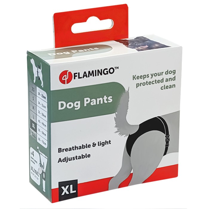 Flamingo  Jolly ФЛАМИНГО ДЖОЛЛИ трусы для собак гигиенические черные, с застежкой на поясе, с комплектом прокладок , 50х59 см, 4 см.