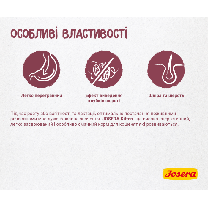Сухий корм Josera Kitten для кошенят, для вагітних і лактуючих кішок, з лососем, рисом і картоплею, 2 кг