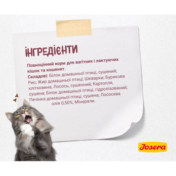 Сухий корм Josera Kitten для кошенят, для вагітних і лактуючих кішок, з лососем, рисом і картоплею, 2 кг