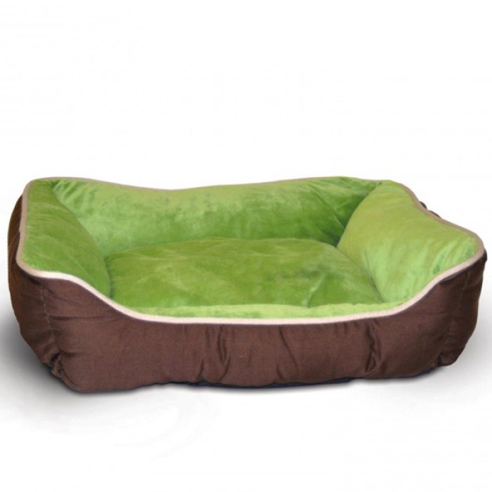 K&H Self-Warming Lounge Sleeper лежак, що самозігрівається для собак і котів, кавовий/зелений, S, 51х40,6x15 см