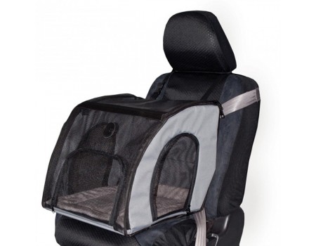 K&H Travel Safety сумка-переноска в автомобіль для собак і котів, сірий, S, 43x41x38 см