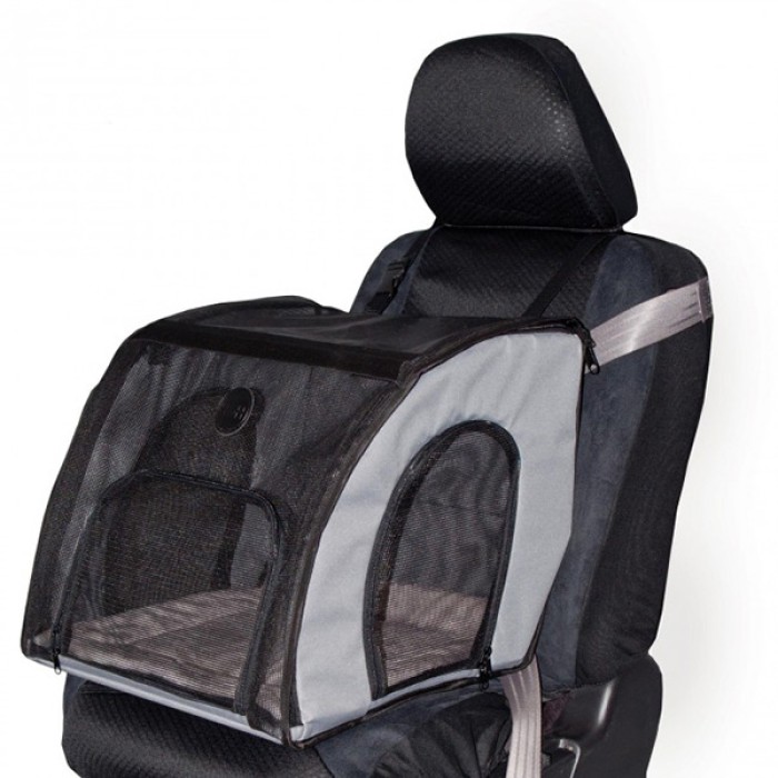 K&H Travel Safety сумка-переноска в автомобіль для собак і котів, сірий, S, 43x41x38 см