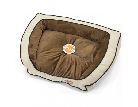 K&H Bolster Couch лежак для собак , кофейный/желто-коричневый , S, 76х53,5x18 см