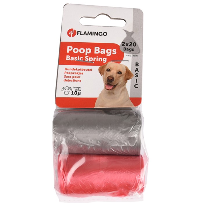 Flamingo  Swifty Waste Bags ФЛАМІНГО кольорові пакети для збирання фекалій собак, 2 рул. по 20 пакетів, 0 л.