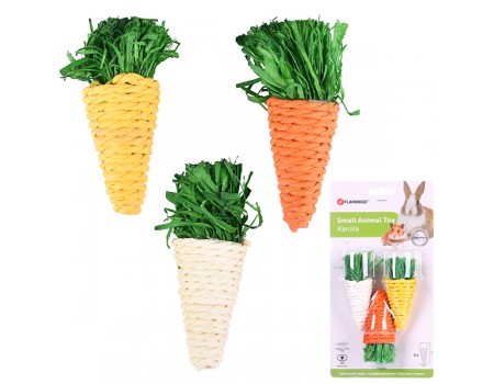 Flamingo  Carrots Small ФЛАМИНГО игрушка для грызунов в виде морковки, для гигиены зубов, 3шт, 2х8 см.