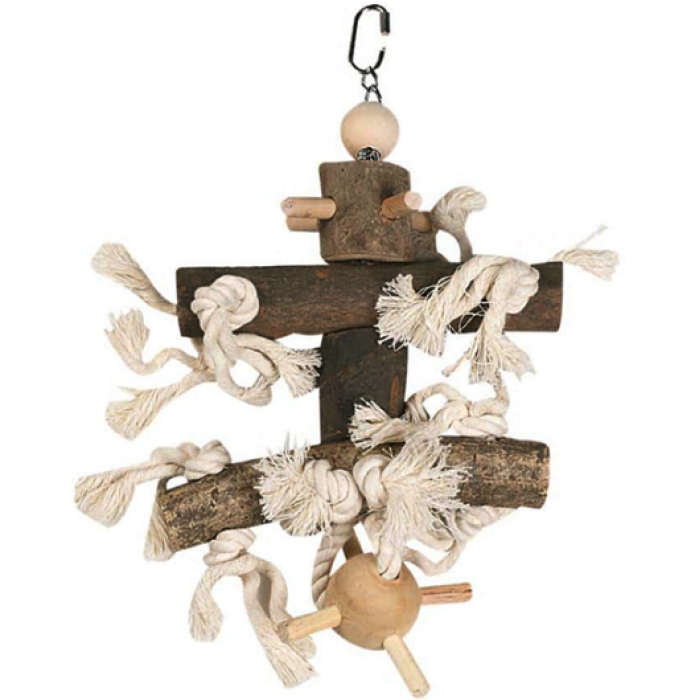 Flamingo  Cage Hanger Wood With Pinball ФЛАМІНГО ДЕРЕВ'ЯНИЙ ПІДВІС з пінболом, іграшка для птахів, 18х18х28 см.
