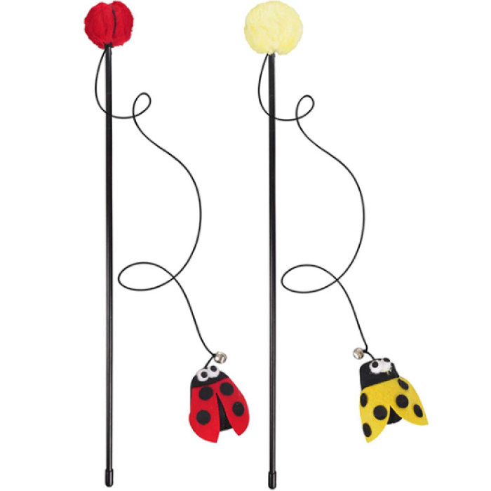 Flamingo  CAT  Dangler Happy Bug ФЛАМИНГО ХЕППИ БАГ игрушка для котов, удочка дразнилка с жуком , 4х9х53 см.