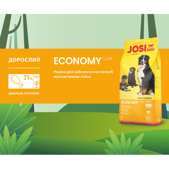 JOSIDOG ECONOMY (22/8) - корм Йозера Эконом для взрослых собак 15 +3 кг