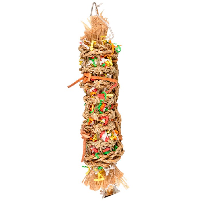 Flamingo Papyr Parakeet Toy Tube ФЛАМИНГО ТУБУС игрушка с колокольчиком для попугаев, длина 34 см