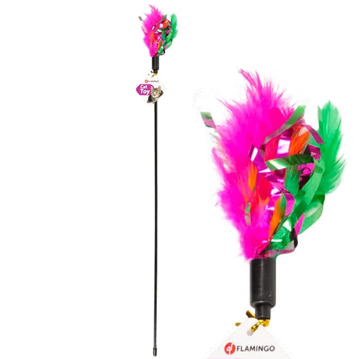 Flamingo Feather Stick Фламінго пір'я дражнилка з пір'ям, іграшка для котів