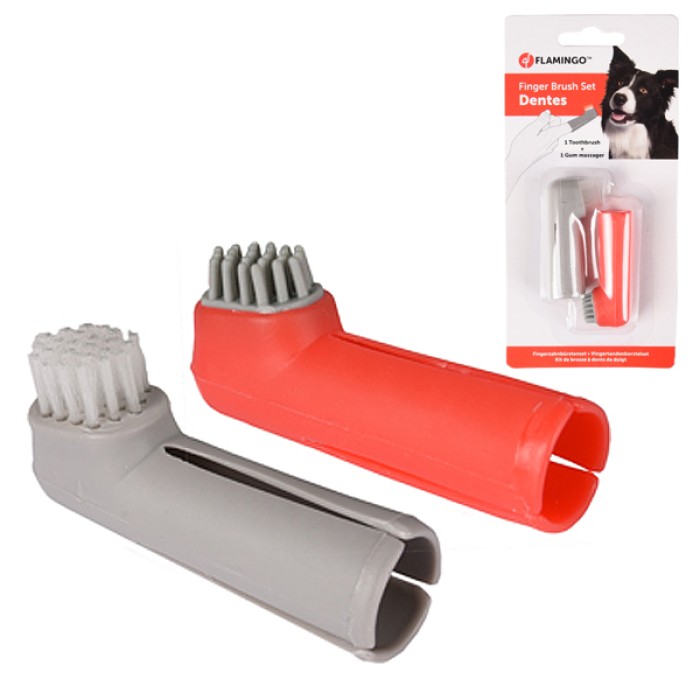 Flamingo Finger Toothbrush Set Фламінго набір зубна щітка на палець