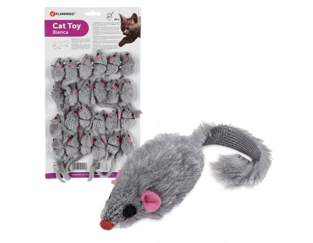 Flamingo  Furry Mouse Grey ФЛАМИНГО игрушка для кошек, мышь серая, плюш, 5 см 1шт (24Хуп).