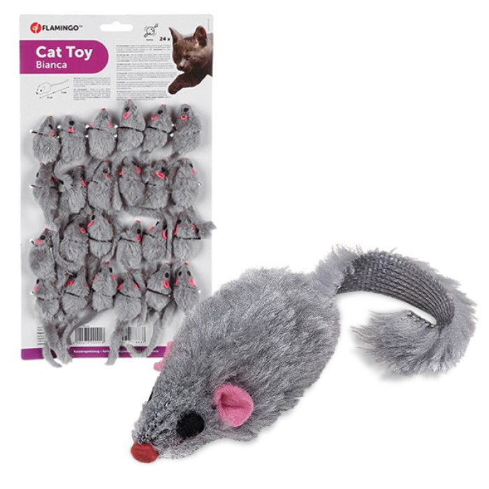 Flamingo  Furry Mouse Grey ФЛАМІНГО іграшка для кішок, миша сіра, плюш, 5 см 1шт 