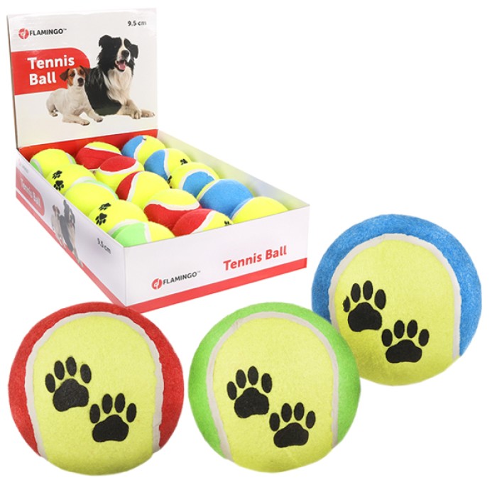 Flamingo  Tennisball Fluo ФЛАМИНГО игрушка для собак, мяч теннис, резина , 9,5 см.
