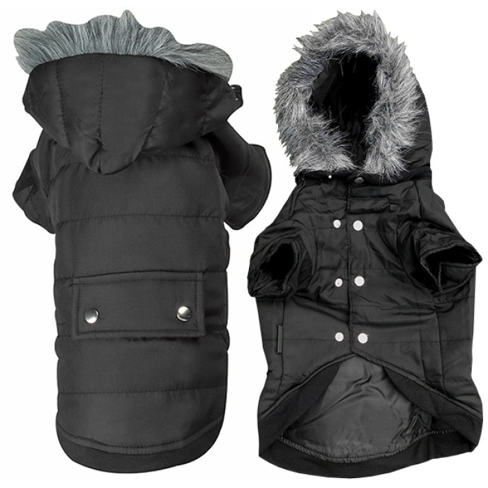 Flamingo  (ФЛАМИНГО) POLAR BLACK ПОЛАР одежда для собак куртка с капюшоном, черный , 30 см.
