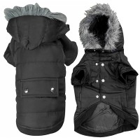 Flamingo  (ФЛАМИНГО) POLAR BLACK ПОЛАР одежда для собак куртка с капюшоном, черный , 34 см.