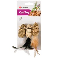 Flamingo  (ФЛАМІНГО) MICE SEAWEED NATURE мишка іграшка для котів, мотузкова плетена, 2,5х5 см, 3 од.