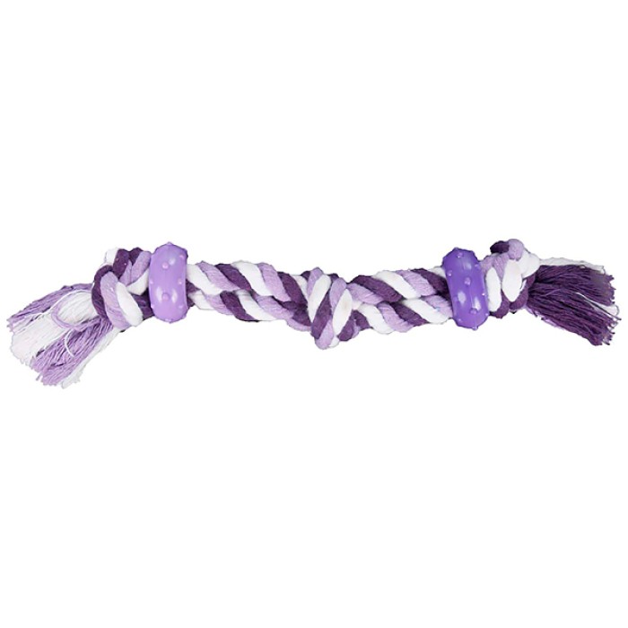 Flamingo  COTTON ROPE RUBBER канат з 2 кільцями та вузлом іграшка для собак