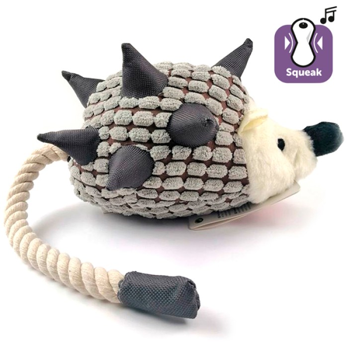 Flamingo  HEDGEHOG PLUSH ФЛАМІНГО ЇЖИН з мотузковим хвостом іграшка для собак, з пищалкою, 45х10х15 см.