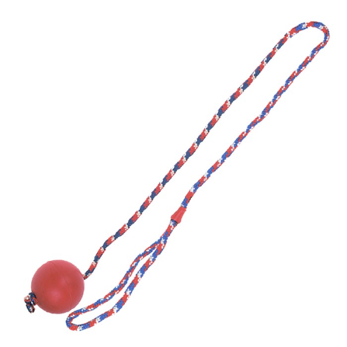 Flamingo  Ball With Rope ФЛАМІНГО іграшка для собак, м'яч із литої гуми на мотузці, 7 см.