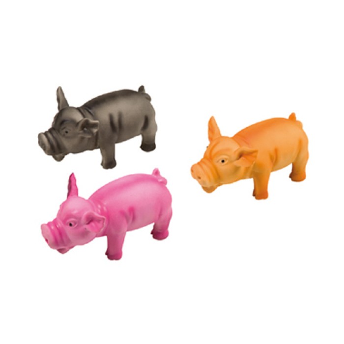 Flamingo  SWINE ФЛАМІНГО іграшка для собак, порося хрюкаючий, чорний, рожевий, жовтий, латекс, 17х7х7 см.