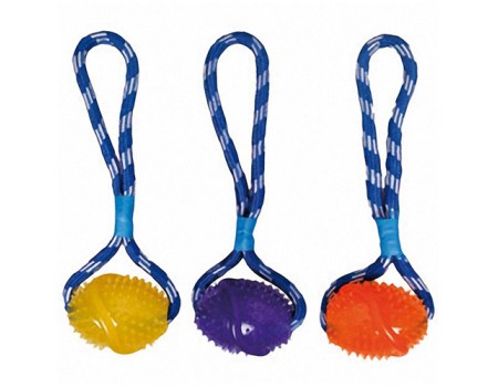 Karlie-Flamingo Football Cotton Rope КАРЛИ-ФЛАМИНГО игрушка для собак, мяч на веревке с петлей для руки , 12х7х35 см.