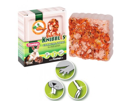 Karlie-Flamingo Knibbles Carrot Cubes КАРЛИ-ФЛАМИНГО минеральный камень для грызунов с морковью для гигиены зубов, 0.07 кг.