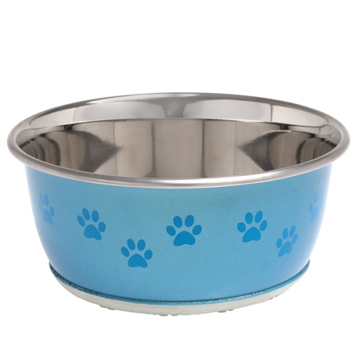 Миска для собак и кошек Flamingo  Bowl Selecta+Paw  нержавеющая сталь, прорезиненное дно , 0.35 л, 13 см