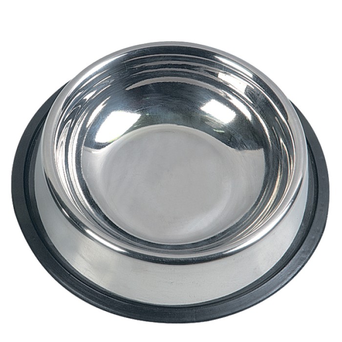 Flamingo  Inox Cat Dish ФЛАМІНГО миска для кішок, з гумовим обідком, нержавіюча сталь, 10х3,5 см.