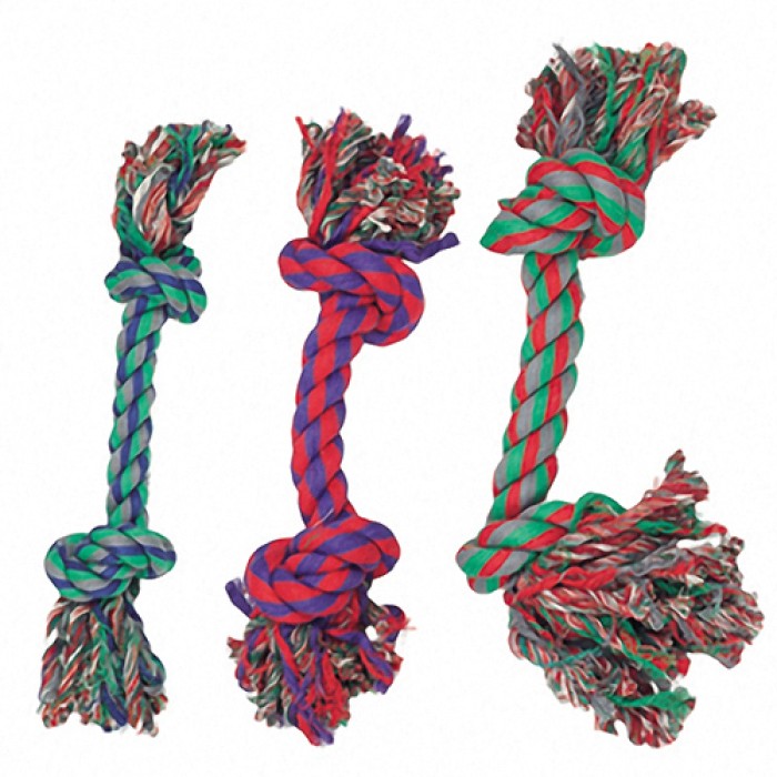 Flamingo  (ФЛАМИНГО) COTTON KNOT MINI игрушка для собак веревочная кость, 2 узла, маленькая , 14 см, мини, 3 ед.