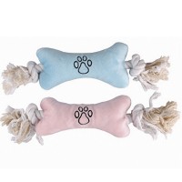 Flamingo  (ФЛАМІНГО) PUPPY PLUSH BONE м'яка іграшка для цуценят у вигляді кісточки з мотузяними ручками, 22х75х4 см.