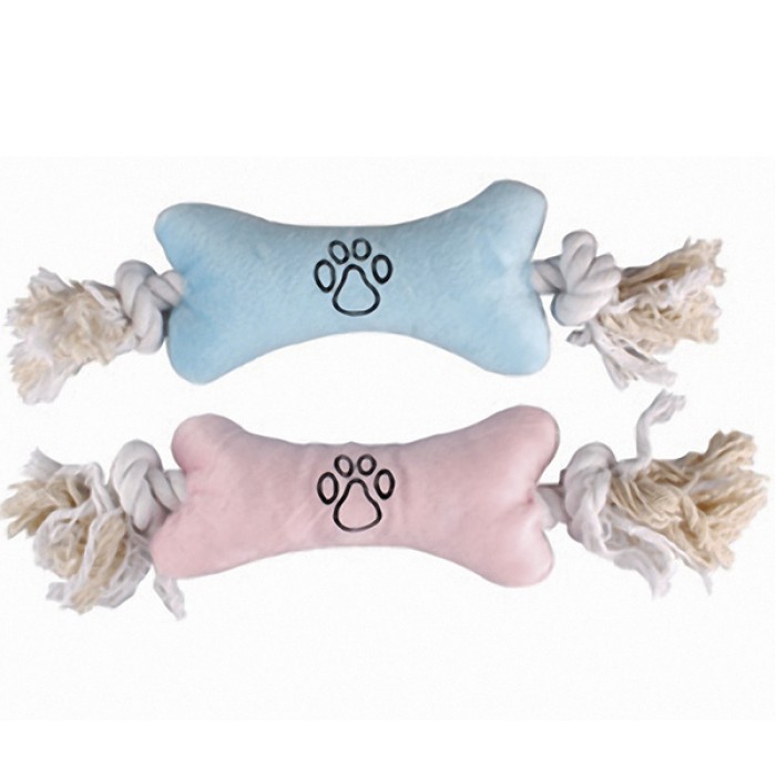Flamingo  (ФЛАМІНГО) PUPPY PLUSH BONE м'яка іграшка для цуценят у вигляді кісточки з мотузяними ручками, 22х75х4 см.