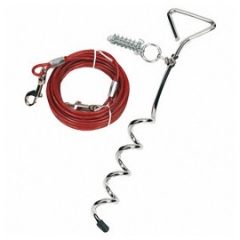 Поводок для собак до 15 кг Flamingo  Tie Out Cable, метал/пластик, кол..