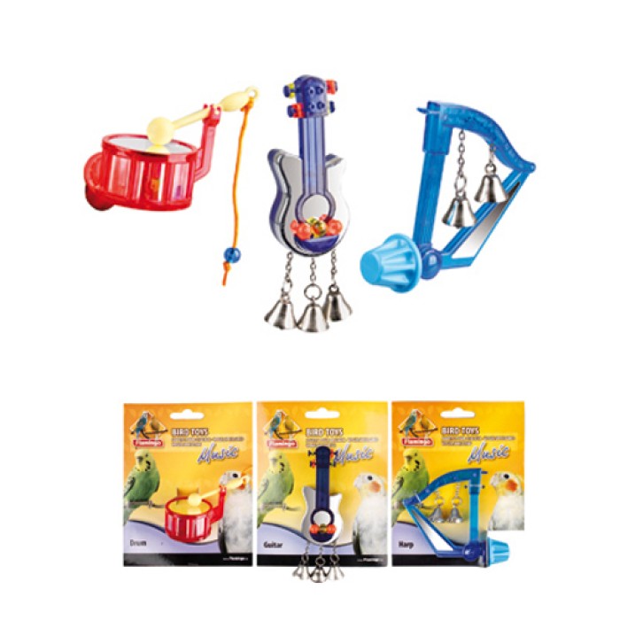 Flamingo  Bird Toy Music ФЛАМІНГО М'ЮЗИК іграшка для птахів, музичний інструмент з дзвіночками, 8 см.