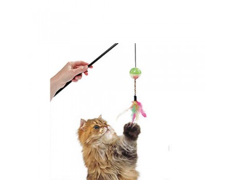 Karlie-Flamingo Ball&Feathers КАРЛИ-ФЛАМИНГО игрушка дразнилка для кошек, удочка с мячом и перьями, 50 см.