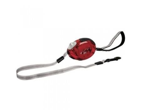 Поводок рулетка Karlie-Flamingo DogxToGo Belt Glassy S, для собак до 12кг, светоотражающая лента, 2 м, красный