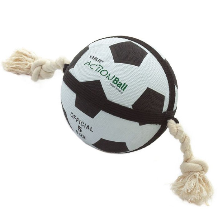 Flamingo  Actionball ФЛАМИНГО игрушка для собак, футбольный мяч на веревке, резина , 12,5 см.