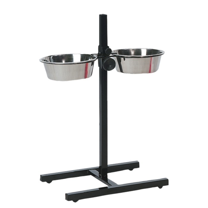 Flamingo  H-Frame With Dishes ФЛАМИНГО две миски для собак на штативе, нержавейка , 2х4 л, h=60 см.