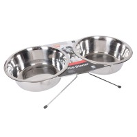 Flamingo  (ФЛАМИНГО) DUO DINNER двойная миска на подставке для собак нержавейка , 11-16 см, 0.75 л.
