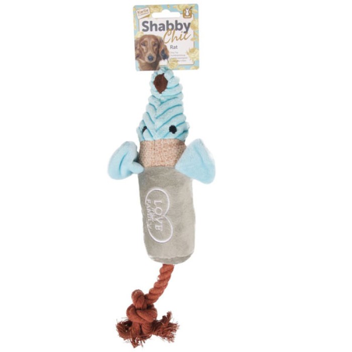 Flamingo  Shabby Chic Rat ФЛАМИНГО ШЕБИ ШИК КРЫСА игрушка для собак, c канатом и пищалкой , 40 см.