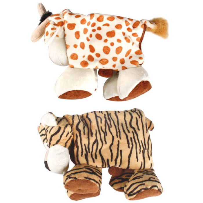 Flamingo  Plush Safari Animals ФЛАМІНГО САФАРІ складана м'яка іграшка для собак, тигр, корова, плюш, 38х10х30 см.