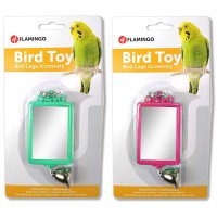 Flamingo  (ФЛАМІНГО) MIRROR STRAIGHT+BELL іграшка для папуг квадратне дзеркало з дзвіночком, 6х8 см.