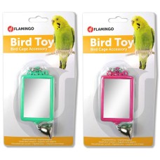 Flamingo  (ФЛАМІНГО) MIRROR STRAIGHT+BELL іграшка для папуг квадратне дзеркало з дзвіночком, 6х8 см.