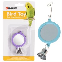 Flamingo  (ФЛАМІНГО) MIRROR ROUND+BELL іграшка для папуг кругле дзеркало з дзвіночком, 6 см.