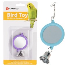 Flamingo  (ФЛАМІНГО) MIRROR ROUND+BELL іграшка для папуг кругле дзеркало з дзвіночком, 6 см.